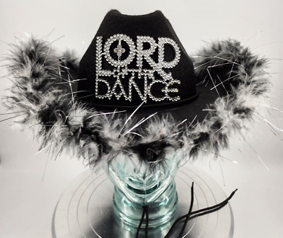 Michael Flatley\'s Lord of the Dance Black Light Up Feathered Cowboy Hat Souvenir VtgClothingCo - Etsy main image 3