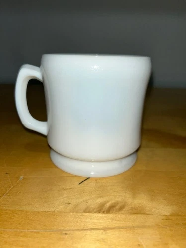 Vintage Hazel Atlas Footed Milk Glass Coffee Mug Solid Substantial Weight 