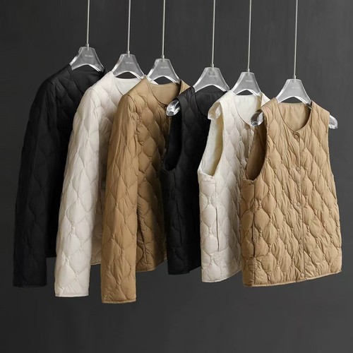 New Women's Jacket Light Warm Windproof 90% White Duck Down Jacket Slim Fit Vest - Bild 6 von 30