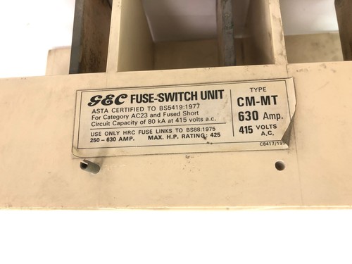 GEC Miniform ALSTHOM 630Amp CM-MT Fuse Carrier 250Amp-630Amp GE 415v 3-Phase - Picture 5 of 9