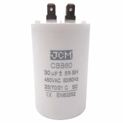 30UF 450VAC Motor Run Capacitor 450V AC CBB60 30 UF Round White 50/60HZ Cap