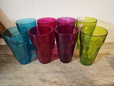 Circleware Drinking Glasses Set of 8 Jewel Gem Colors 5.5'' Juice Tumblers