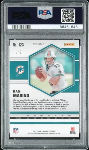 (69 Enthusiasts) 6/9 - 2021 Panini Mosaic 123 Dan Marino Red Wave -PSA Mint 9