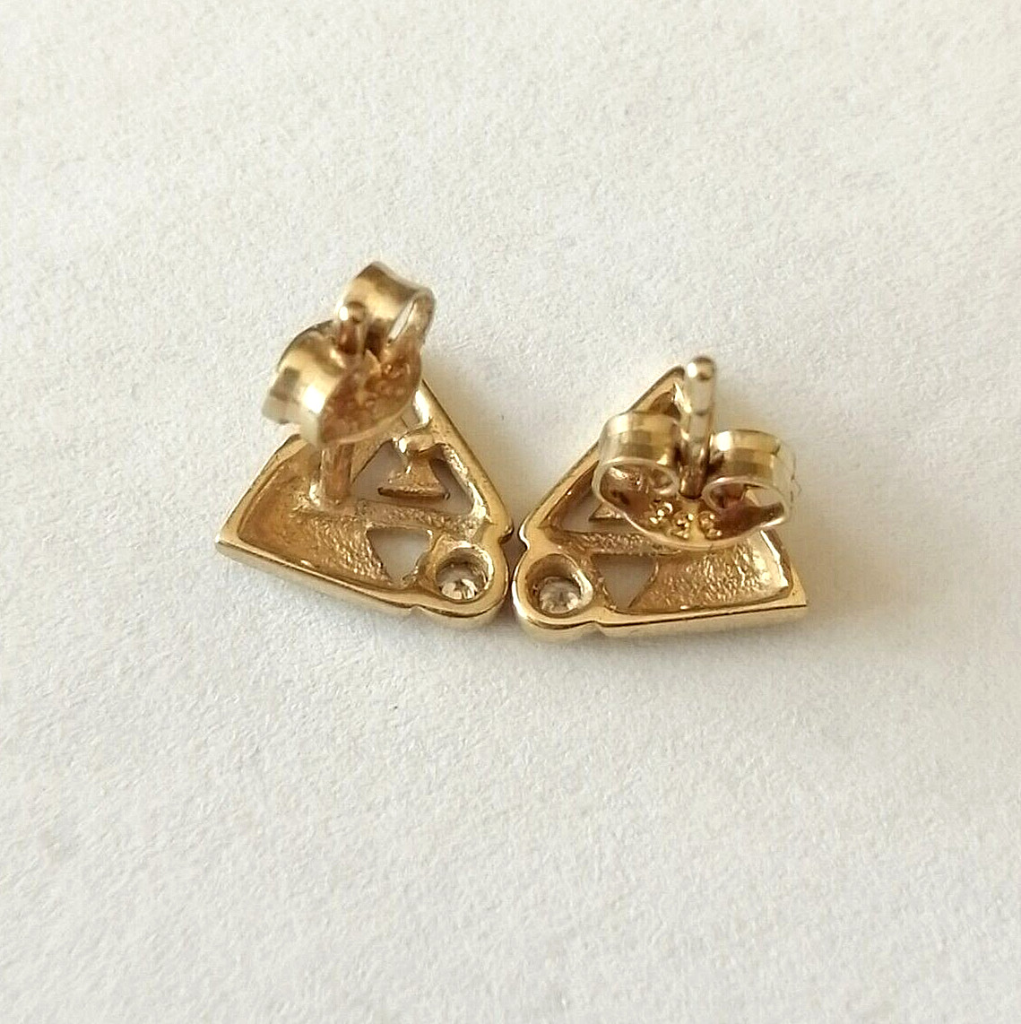 Triangle Shape Stud Earrings with Diamond Gold 33… - image 5