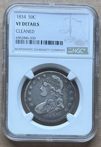 1834 50C NGC VF DETAILS 1834 CAPPED BUST HALF DOLLAR SILVER 50c