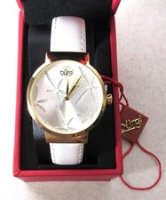 BURGI Women's Analog Watch White/Gold Flower Pattern Quartz BUR191WT