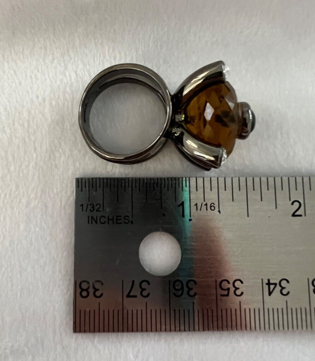 IMAN Global Chic Statement Ring Size 7 Citrine Be… - image 10