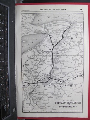 ORIGINAL 1898  BUFFALO ROCHESTER & PITTSBURG RAILROAD SYSTEM MAP PENNSYLVANIA NY