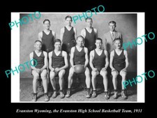 OLD 8x6 HISTORIC PHOTO OF EVANSTON WYOMING HIGH SCHOOL BASKETBALL TEAM 1931
