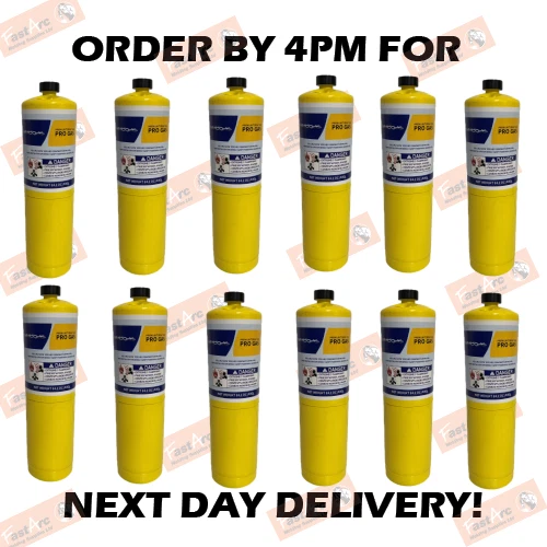 MARK VITOW 12 X MAPP MAP PRO PLUS GAS DISPOSABLE BOTTLE PLUMBERS BURNER CYLINDER 400G