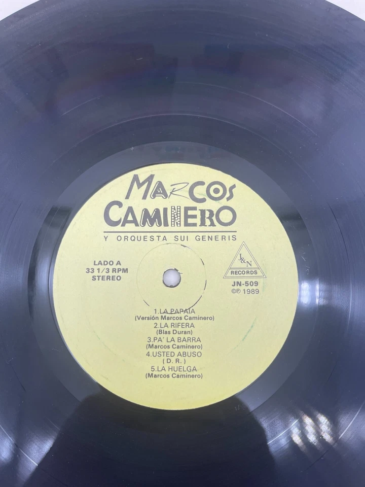 Marcos Caminero y Orquesta Sui Genesis La Rifera LP 1989 J&N 509 Latin Merengue Foto 4 de 4