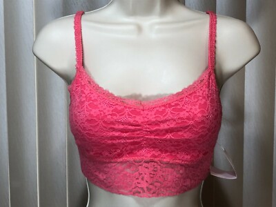 Jenni Pullover Bralette S Wireless Cropped Lace Bra Pink by Jennifer Moore