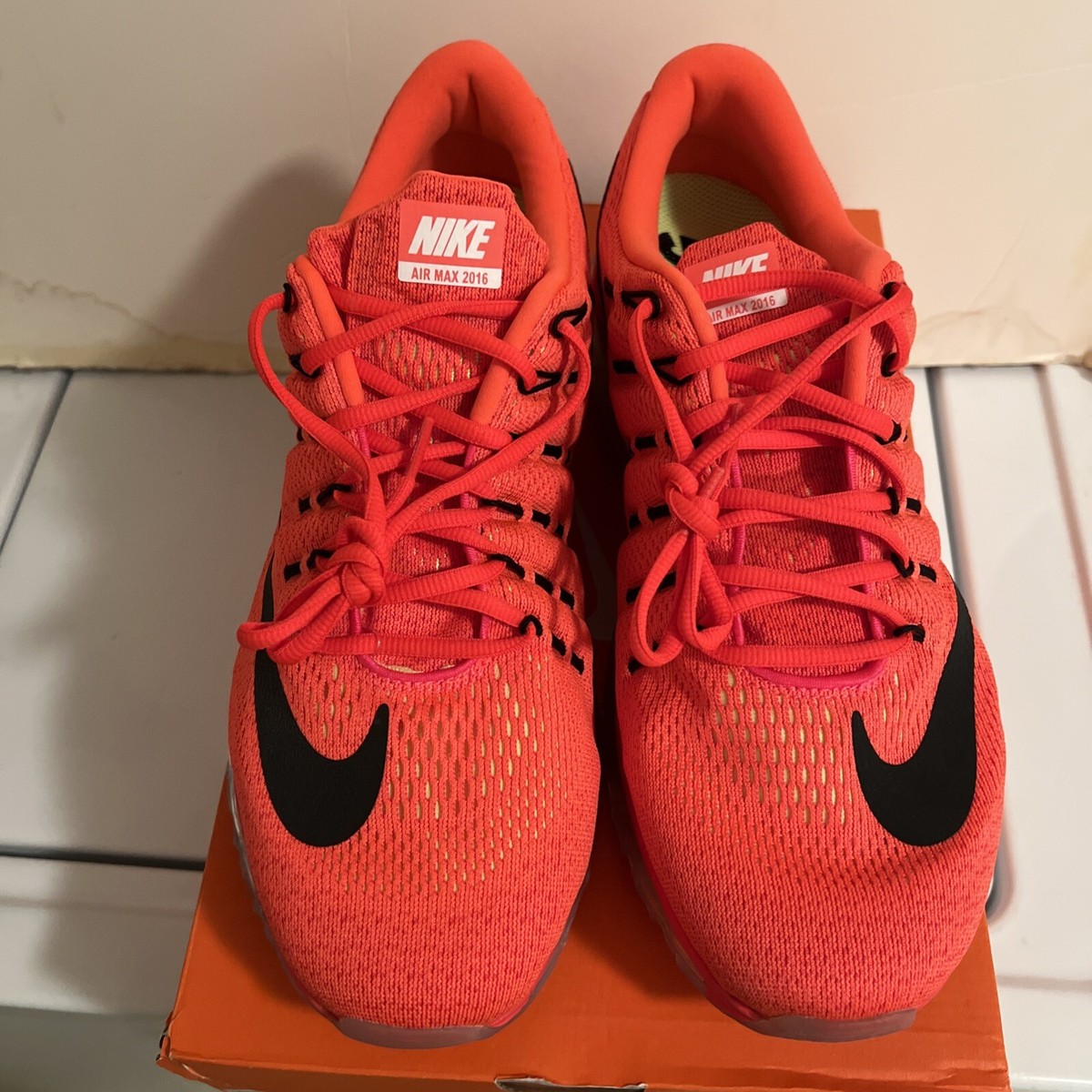 Mens Nike Air Max 2016 Bright Crimson Red Athletic Running Sneakers Size 9 Size 12 - Nike Air Max 2016 Bright Crimson for sale online  main image 3