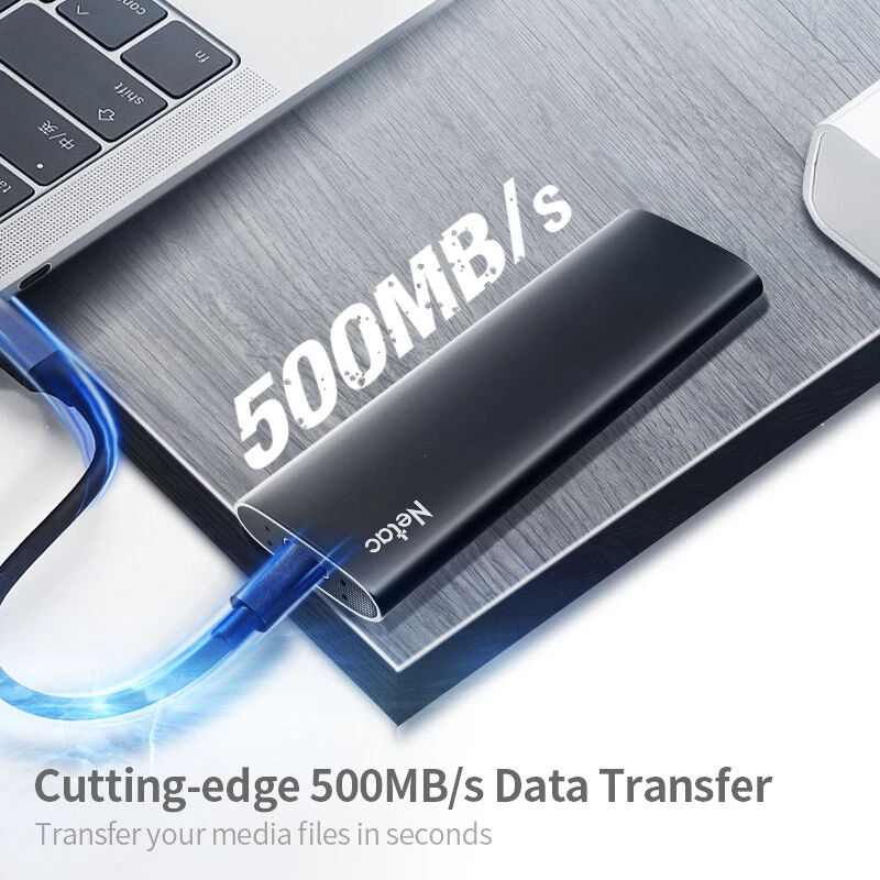 Netac 1TB Portable SSD USB3.2 Gen2 Type-C External Solid State Drive 500MB/s