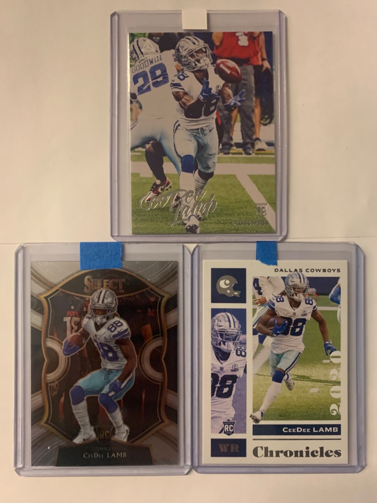 CeeDee Lamb 2020 Panini Select, Chronicles, Luminance Rookie RC Lot of 3 (84B)