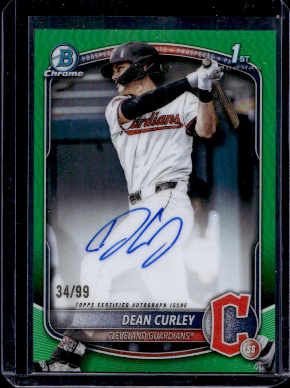 2025 Bowman Draft Dean Curley Chrome Auto Green Refractor 1st #/99 Guardians
