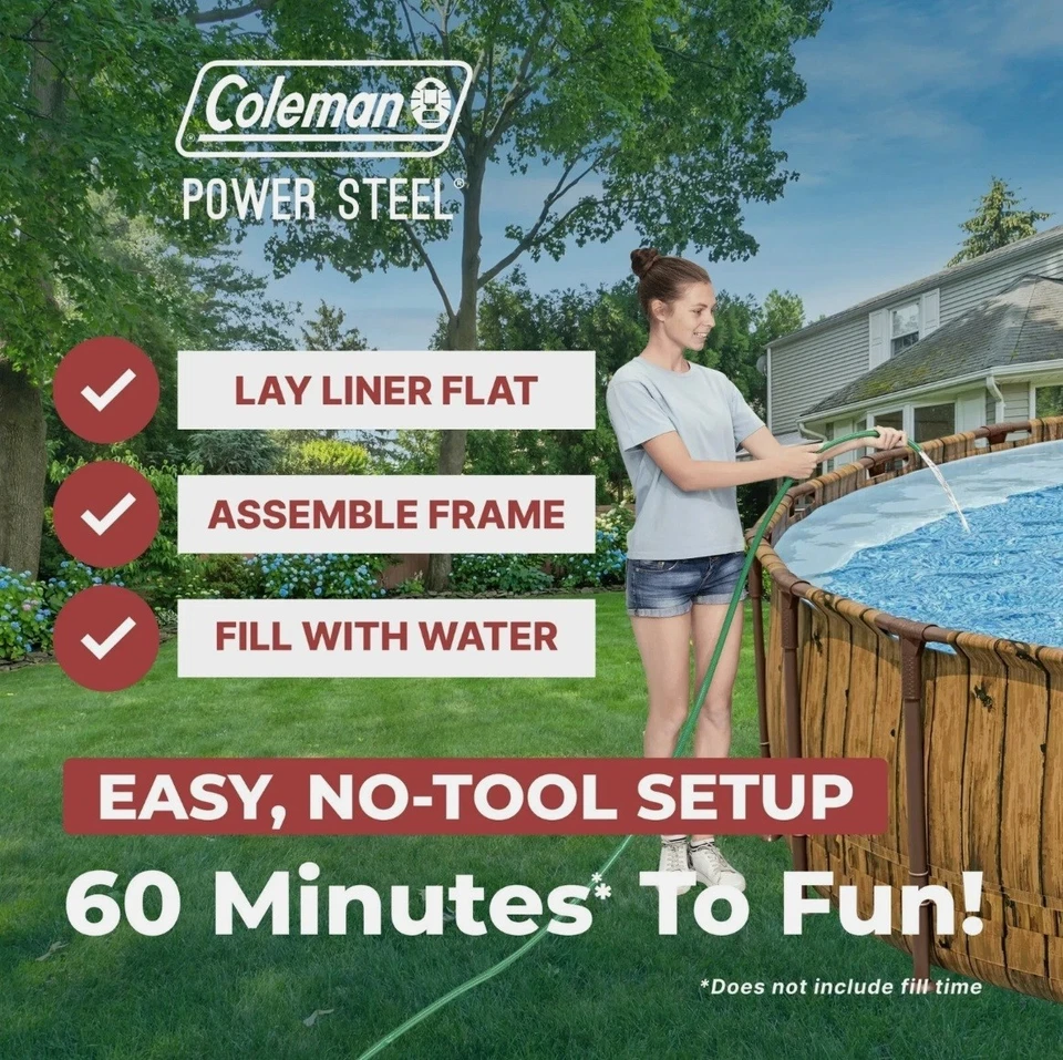 Coleman (22 ft) x (52 in) Above Ground Power Steel Pool Set NEW in box. - Image 3 of 4