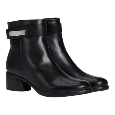 ECCO $225 Luxury 35 MM Sculpted Black Leather Modern Dress Ankle Boots NEW