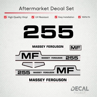 Massey Ferguson 255 Decals - Premium Motorhaubenstreifen mit MF Logo Restaura... - Bild 1 von 3