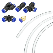 PU pipe, 6mm OD 10M M5 pipe tool kit with 12pcs fittings, transparent