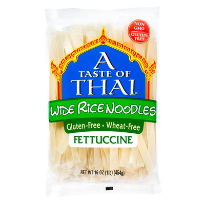 Thai Rice Noodles Fettuccine Style 16 oz Wide Flat Gluten Free Vegan Non GMO