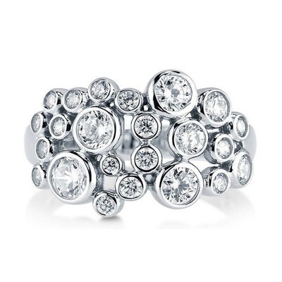Chic Bubble Cluster Ring Sparkly Crystal Multi Stone Band Statement Jewelry