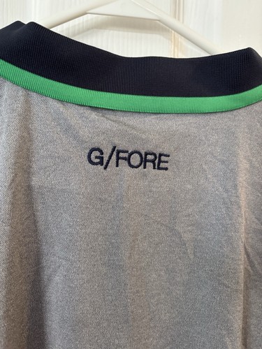G/Fore G4 Golf Shirt Polo Sleeve SKULL Logos Print Gray Green Size 2XL Exclusive