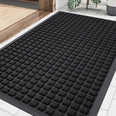 Smiry Front Door Mat Outside Entrance Heavy Duty Natural Rubber Doormat Non Slip