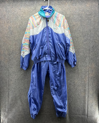 Vintage Ellesse Tracksuit Women 1 Purple Striped Retro 80s Nylon Windbreaker 90s