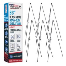 63" High Heavy Duty Steel Easy Folding Display Easel 6 Pack, Adjustable Portable