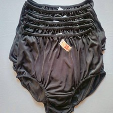 6 Nylon Underwear Granny Panties Comfort Woman Briefs High Waist36"-42" XL Black
