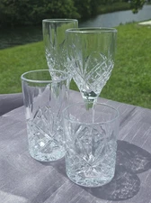 Godinger Dublin Crystal 4pc Mixed Glassware Set – Wine Whiskey Flute Highball