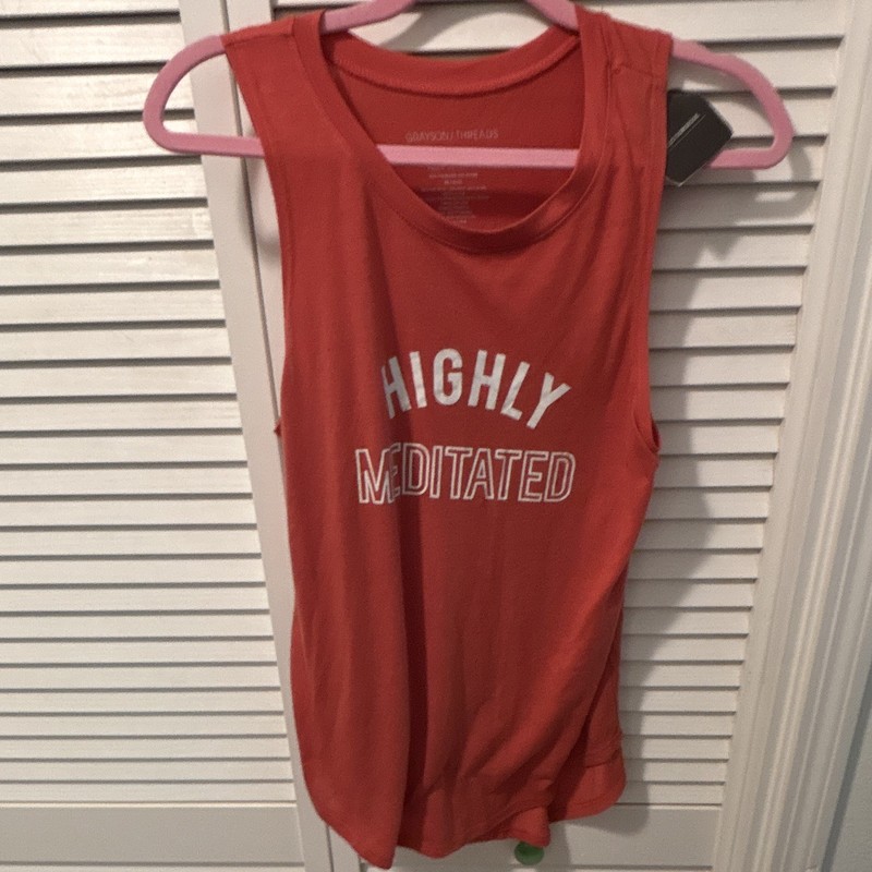 Grayson Threads Women’s Tank Top M Red Sleeveless Round Neck "Highly Meditated"