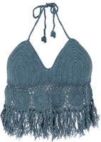 HäKeltop, Bikinitop, Strandtop, Hippie Bra Flower Power - Petrol