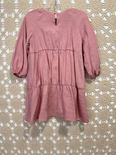Zara Mädchen Größe 8 Altrosa Stufen Bauernkleid Prärie Minimal Cottagecore - Bild 3 von 11