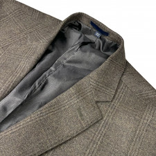 Jos A Bank Men  s 100 Wool 2-Button Tweed Blazer Gray/Brown Plaid   48R