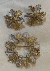 Sarah Coventry "Garland"  Silver Gold Tone Leaves Pin & Clip Earrings Set 1968 — photo 1