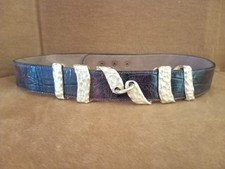 Vintage Streets Ahead Brown Leather Gold Tone Hardware Belt Size S Snap Closure