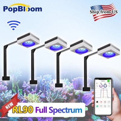 72" 6FT PopBloom RL90 Reef Led Aquarium Light for Reef Coral Grow Tank SPS LPS