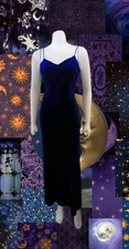 Vintage 90s Niki Livas Sz 6 Royal Blue Velvet Maxi Dress W/ Criss Cross Back
