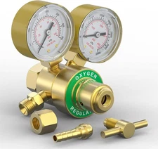 Oxygen Regulator CGA540 0-4000PSI 0-100PSI Gauges with T-Handle & Hose Connector