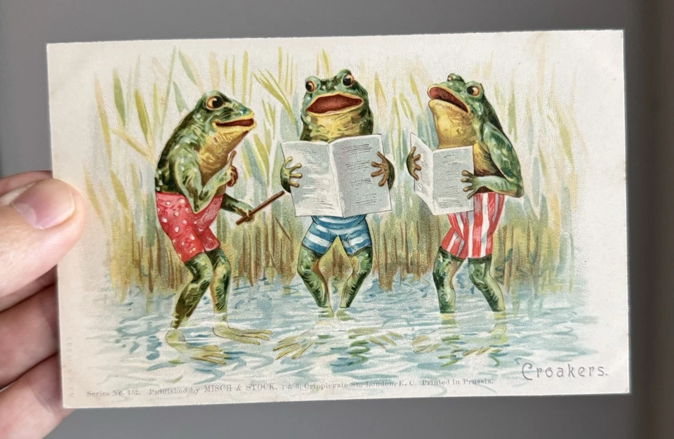 Antique Misch & Stock “Croakers” Singing Frogs Comic Postcard Series 152 - Image 3 of 3