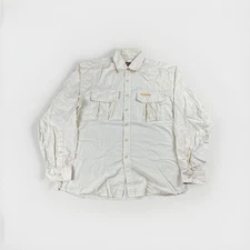 Simms Fishing Shirt Men's Medium Button Up Long Sleeve Beige Vented Check