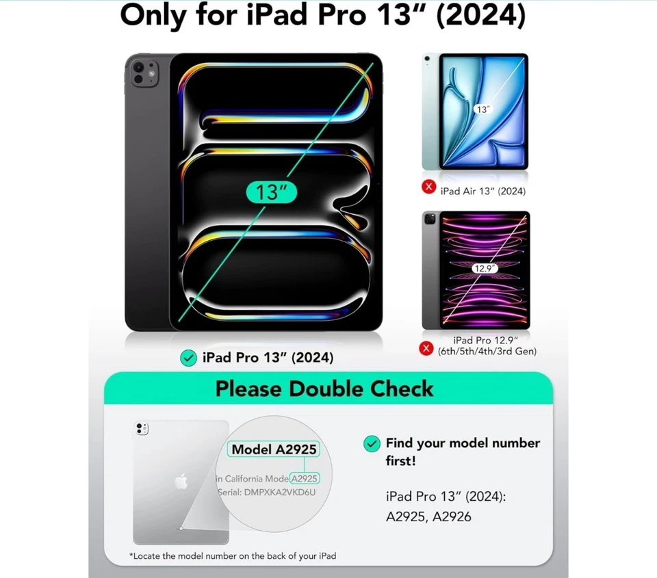 Funda ESR para iPad Pro 13 Pulgadas M4 (2024), Funda iPad Pro 13 con Soporte para Lápices, Rem Foto 4 de 4