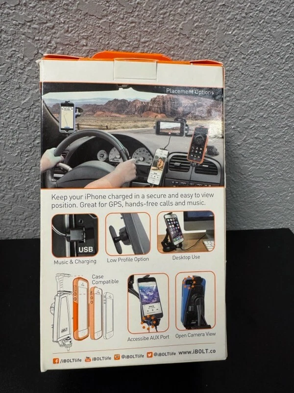 NEW iBOLT iPro2 Car Dock WINDOW MOUNT for iPhone XS Max/X/8+/7 PLUS/6S/SE - Image 2 of 3