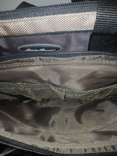 Eddie Bauer Travel Carry On Bag Taupe with Black Trim Bottle Holders Pockets - Picture 8 of 19