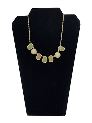 Brand M Yellow/Green Rhinestones Gold Tone Statement Necklace Choker Collar