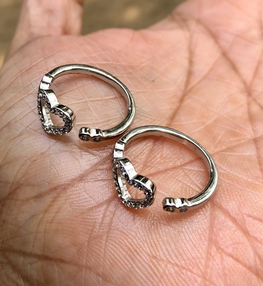 2 Stück 925 Sterling Silber + cz Zehenringe verstellbar, hochglanzpoliert, ve... - Bild 4 von 4