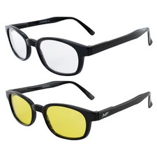2 MotoFrames Lockdown Motorcycle Riding Glasses Black Frames Clear Yellow Lens