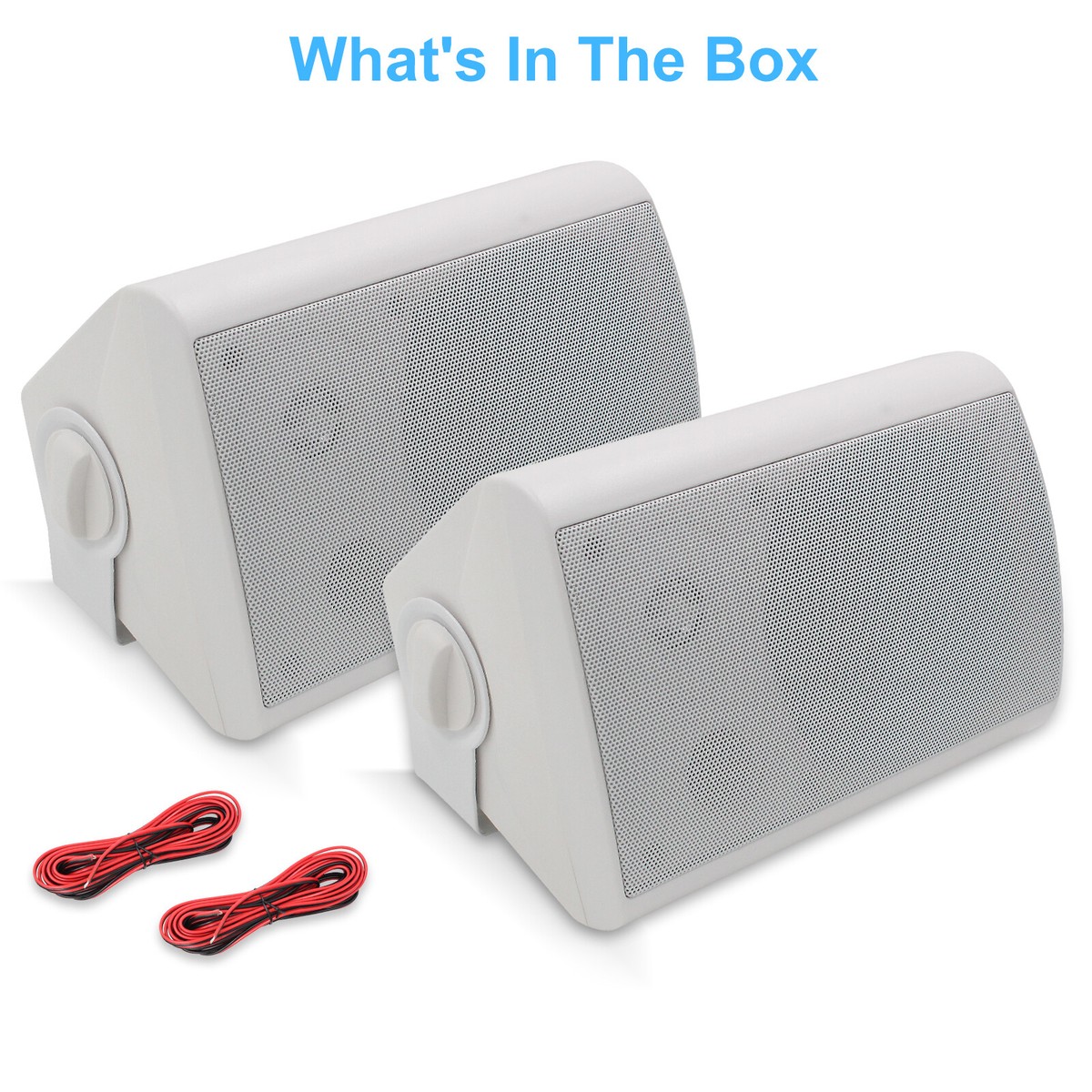 Herdio 5.25 Inch 200W Outdoor Speakers - Weatherproof Wall Mount Pair, White